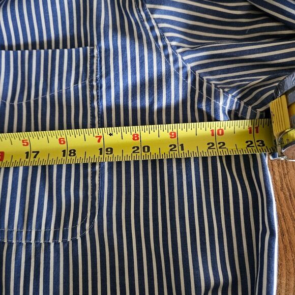 Chaps Mens Blue White Vertical Striped Button Down Shirt Size XL Classic Fit Dad - Picture 7 of 8